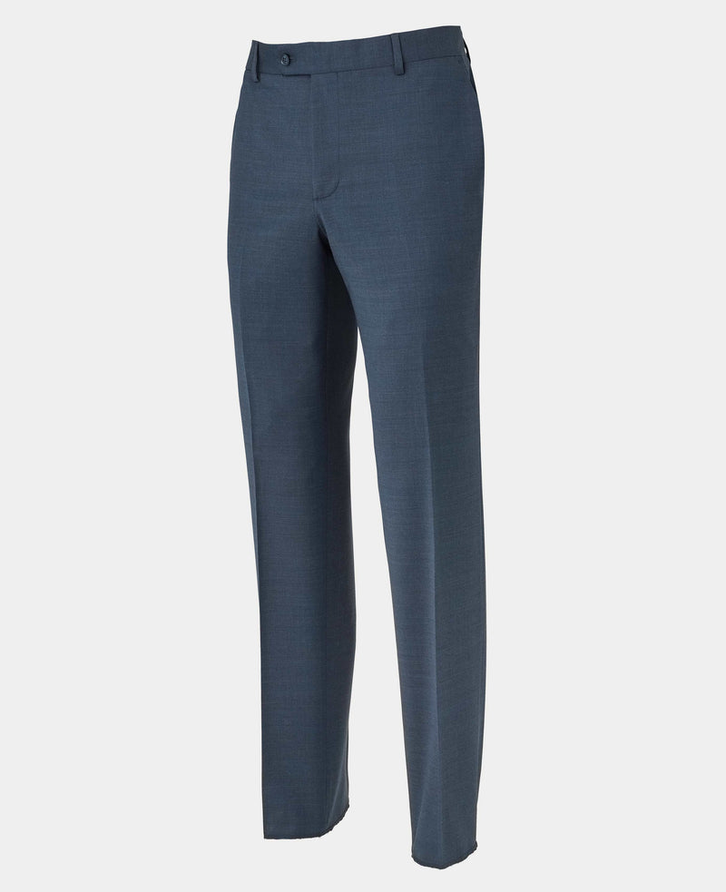 Men's Dark Blue Wool-Blend Suit Trousers