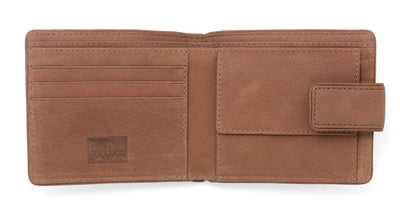 Men's Tab Coin Wallet In Tan Leather