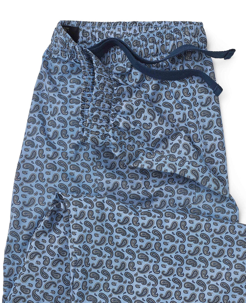 Blue Paisley Print Cotton Lounge Pants