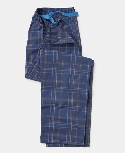 Men's Navy White Blue Check Cotton Lounge Pants