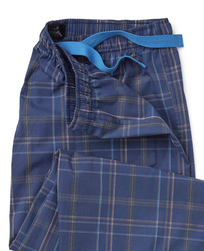 Navy Check Cotton Lounge Pants