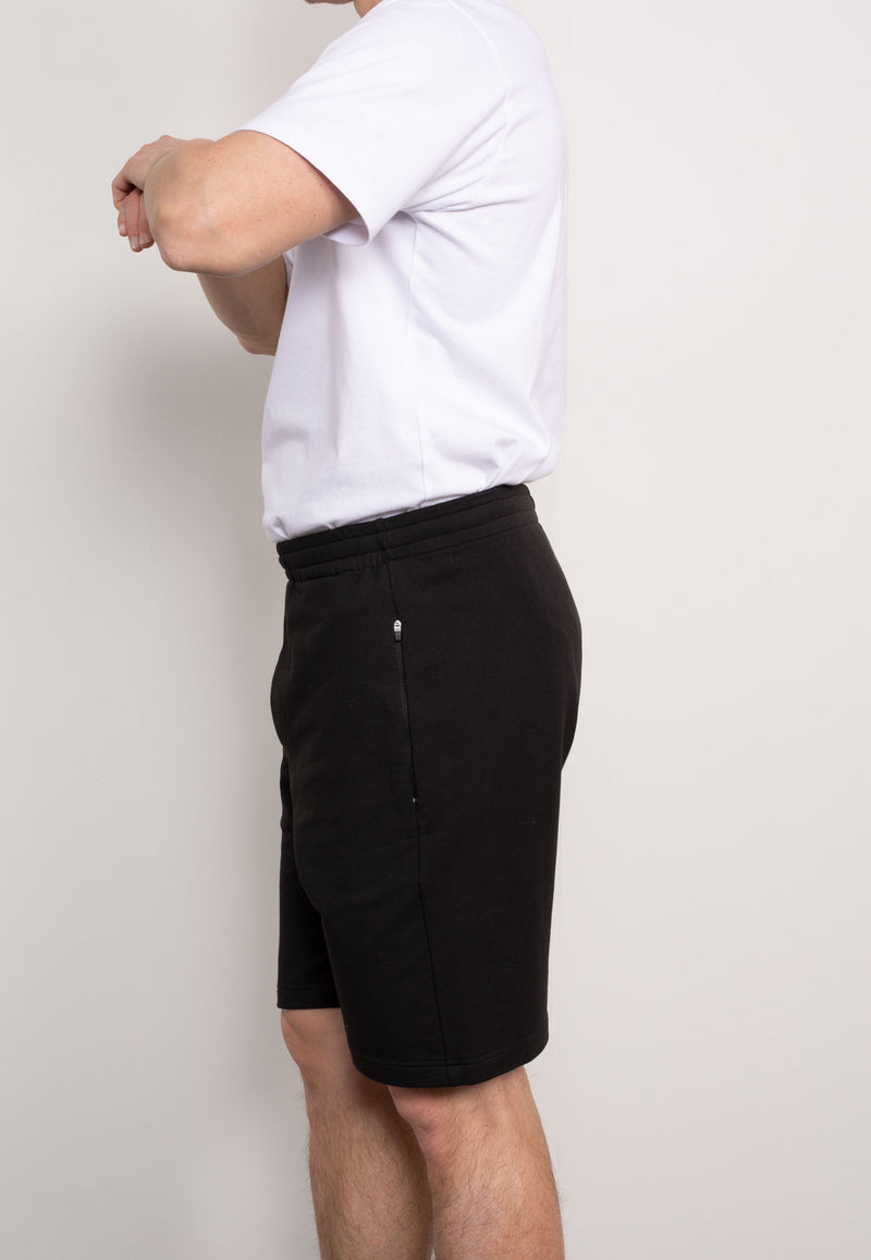 SRW Black Stretch Loopback Cotton Blend Sweat Shorts