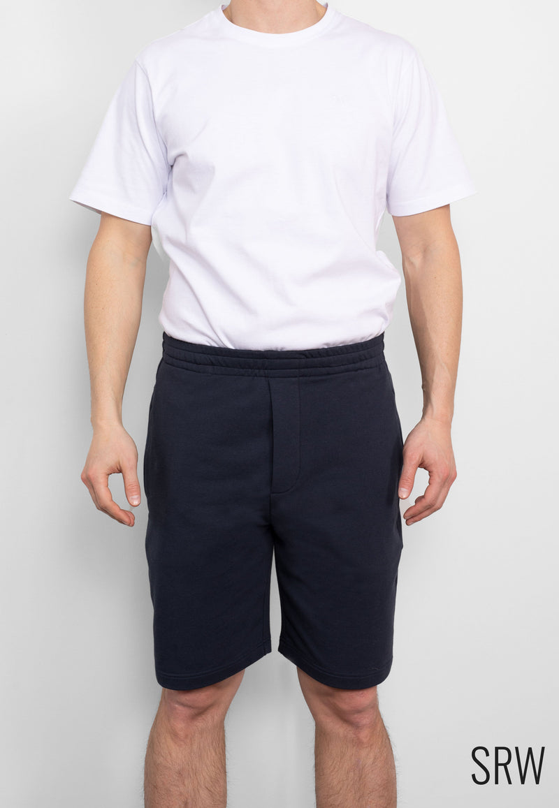 SRW Navy Stretch Loopback Cotton Blend Sweat Shorts