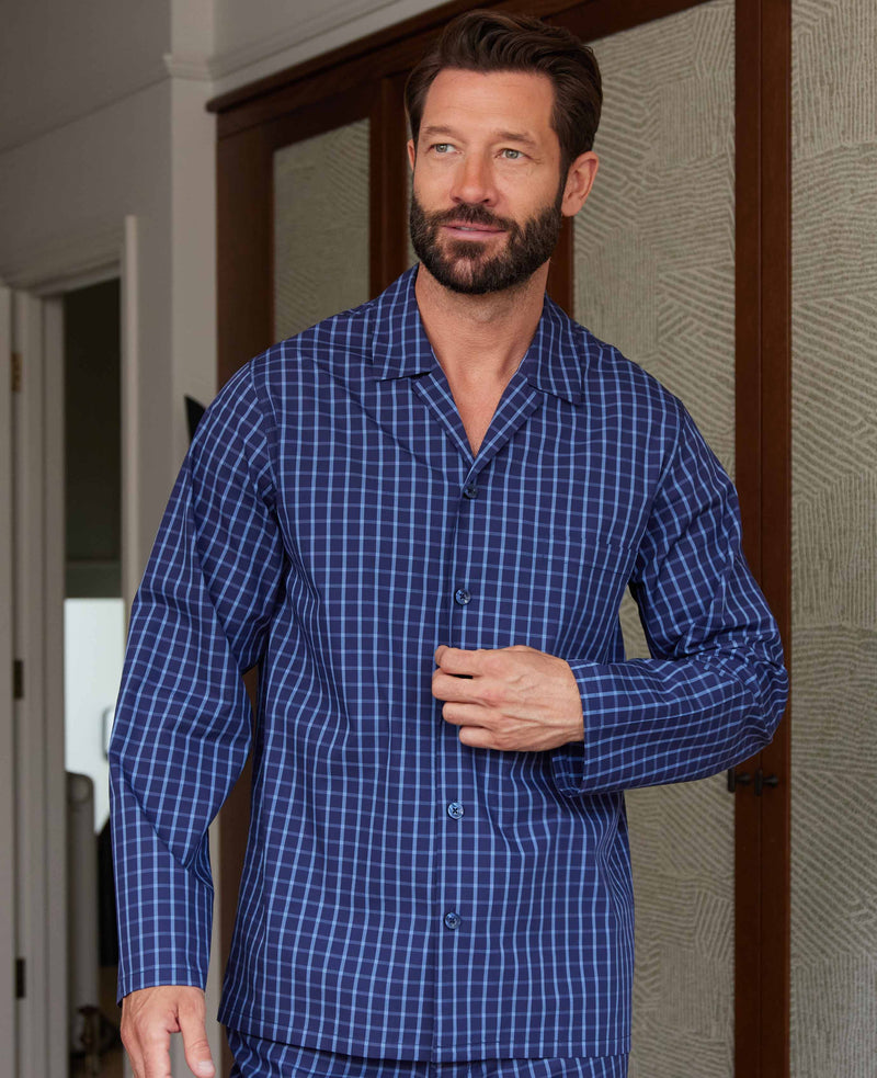 Men's blue check pyjamas