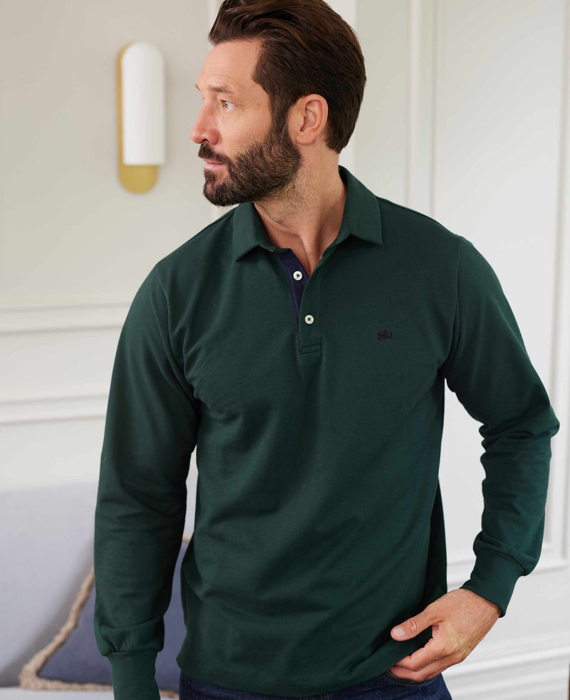 Dark Green Long Sleeve Polo Shirt