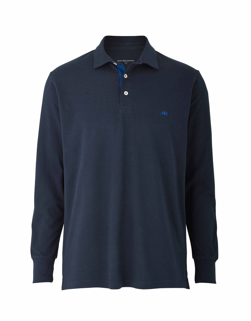 Navy Long Sleeve Polo Shirt