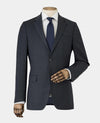 Navy Wool-Blend Prince of Wales Check Suit Jacket