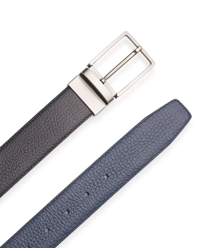 Men's Navy And Black Leather Reversible Belt