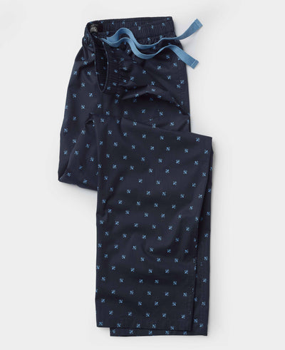 Navy Blue Fleur-de-Lys Cotton Lounge Pants