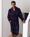 Navy Burgundy Check Fleece Dressing Gown