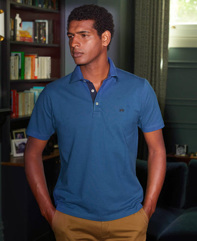 Men's Denim Blue Short Sleeve Polo Shirt