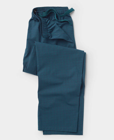 Green Navy Check Cotton Lounge Pants