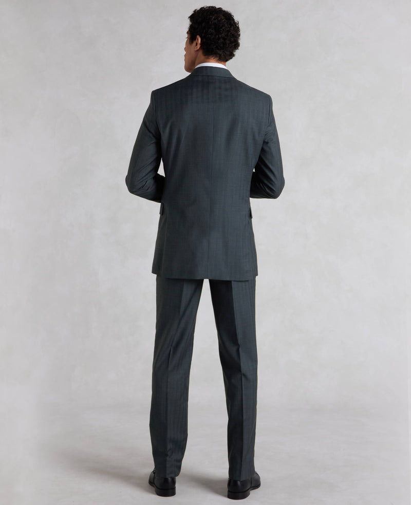 Navy Herringbone Wool-Blend Suit