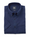 Navy Linen-Blend Classic Fit Short Sleeve Shirt [RTC]