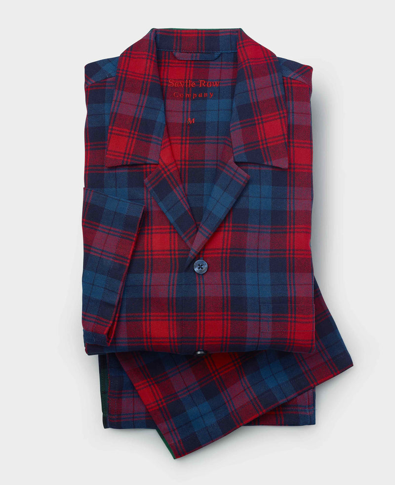 Navy Red Check Brushed Cotton Pyjamas