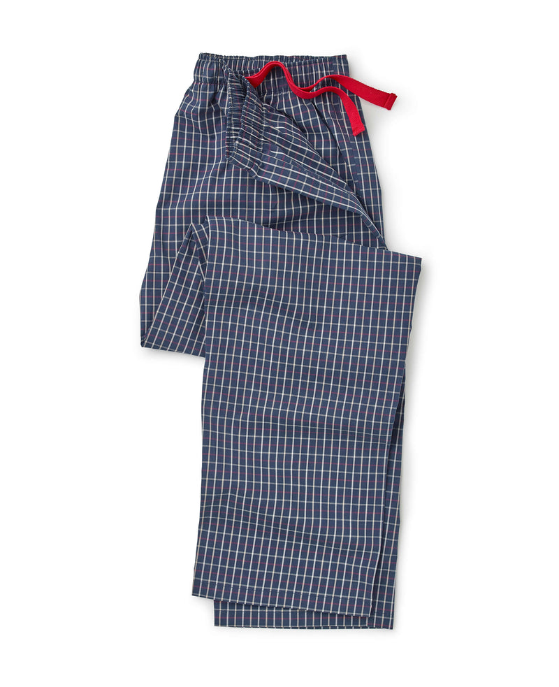 Men's Navy Check Peached Cotton Lounge Pants