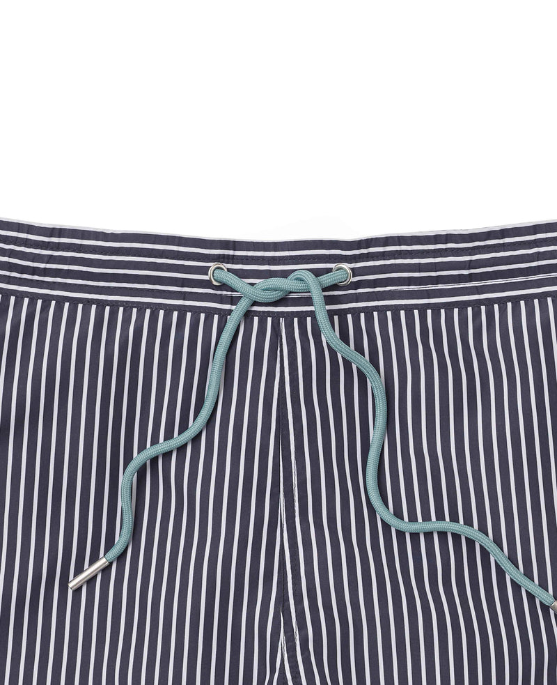 Navy White Reverse Stripe Recycled Swim Shorts