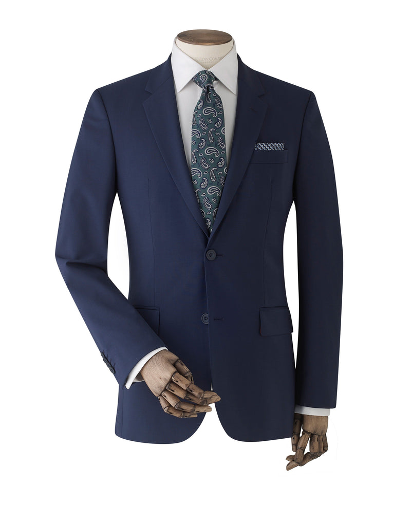 Men's Navy Wool-Blend Travel Suit Jacket