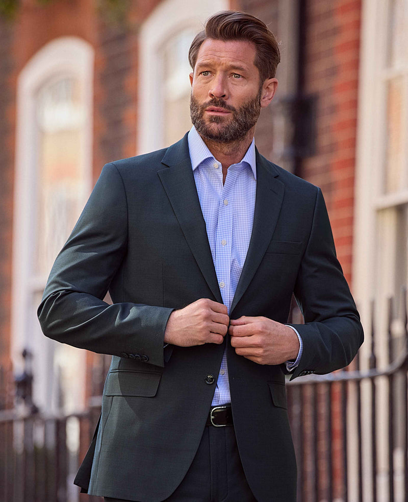 Navy Wool Blend Suit Jacket