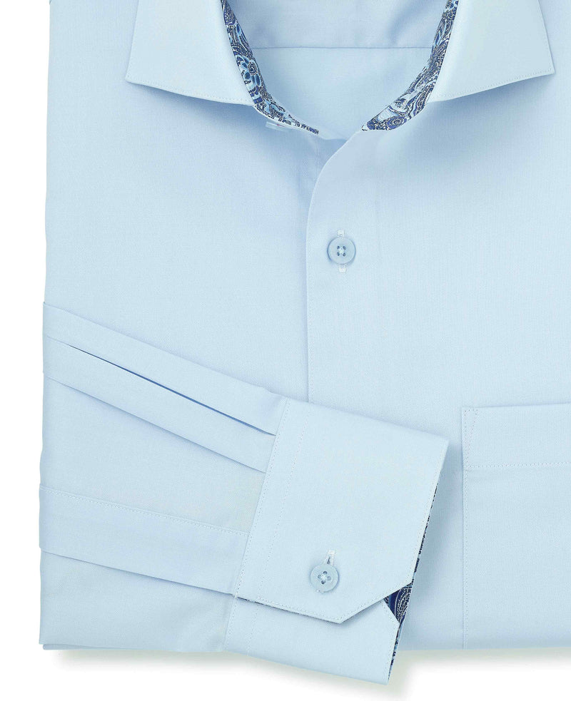 Pale Blue Cotton Twill Classic Fit Smart-Casual Shirt - Single Cuff