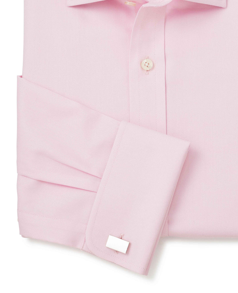 Pale Pink Twill Slim Fit Shirt - Cuff Detail - 1375PNK