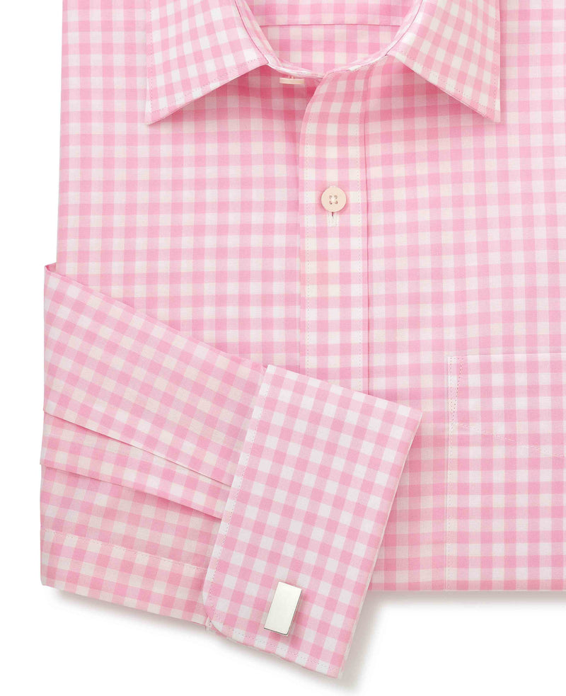 Pink White Check Classic Fit Shirt - Double Cuff