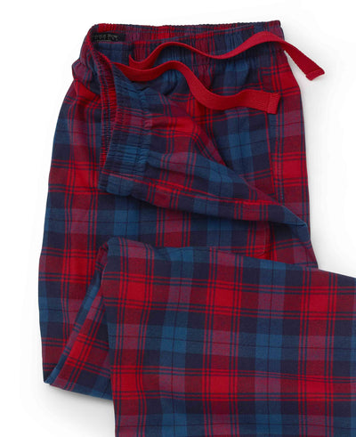 Red Navy Check Brushed Cotton Lounge Pants