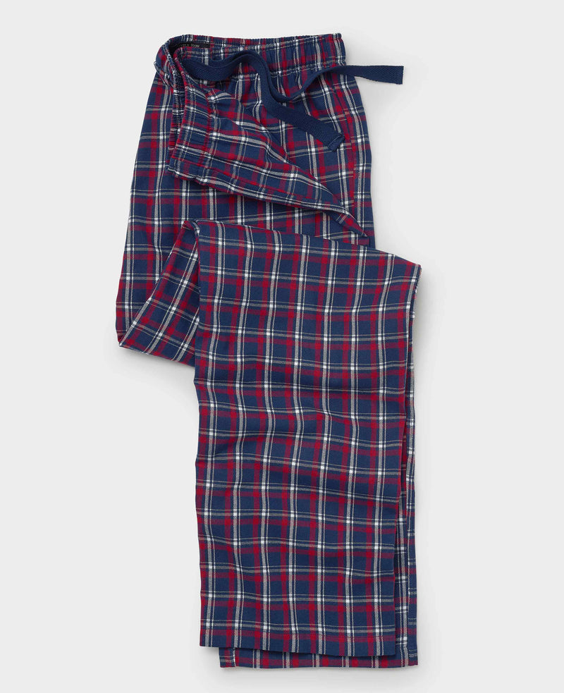 Red Navy White Check Brushed Cotton Lounge Pants