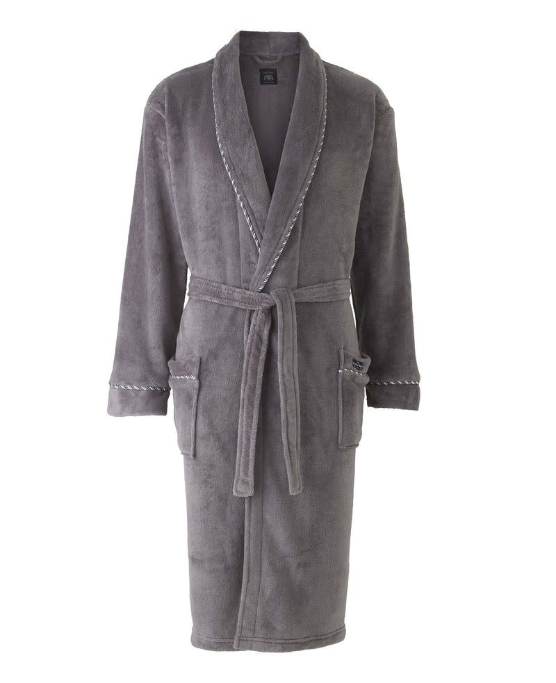 Grey Fleece Rope Edge Dressing Gown