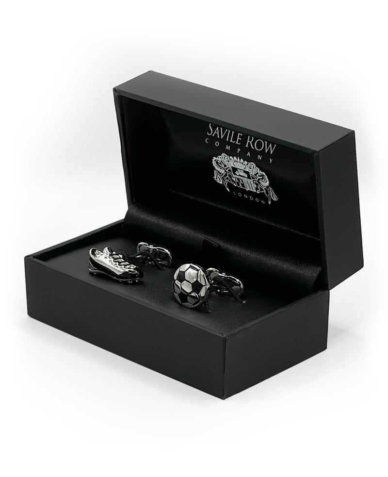 Silver Tone Rhodium Plated Football Cufflinks