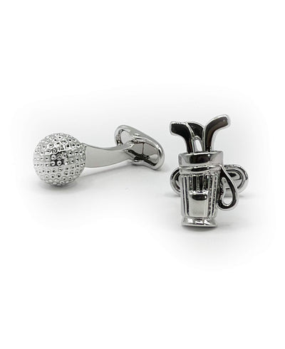 Men's Silver Rhodium Plated Golf Cufflinks