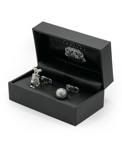 Silver Tone Rhodium Plated Golf Cufflinks