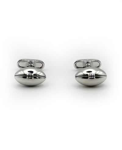 Men's Silver Rhodium Plated Rugby Ball Cufflinks