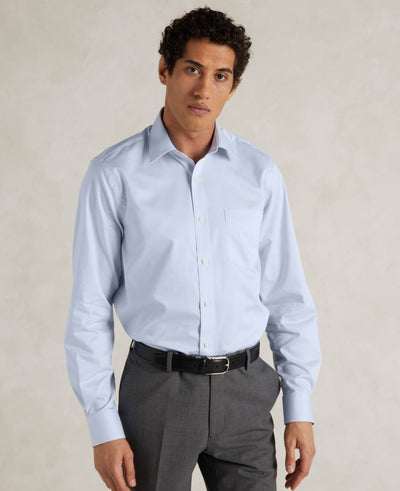 Sky Blue Cotton Twill Classic Fit Shirt - Single or Double Cuff