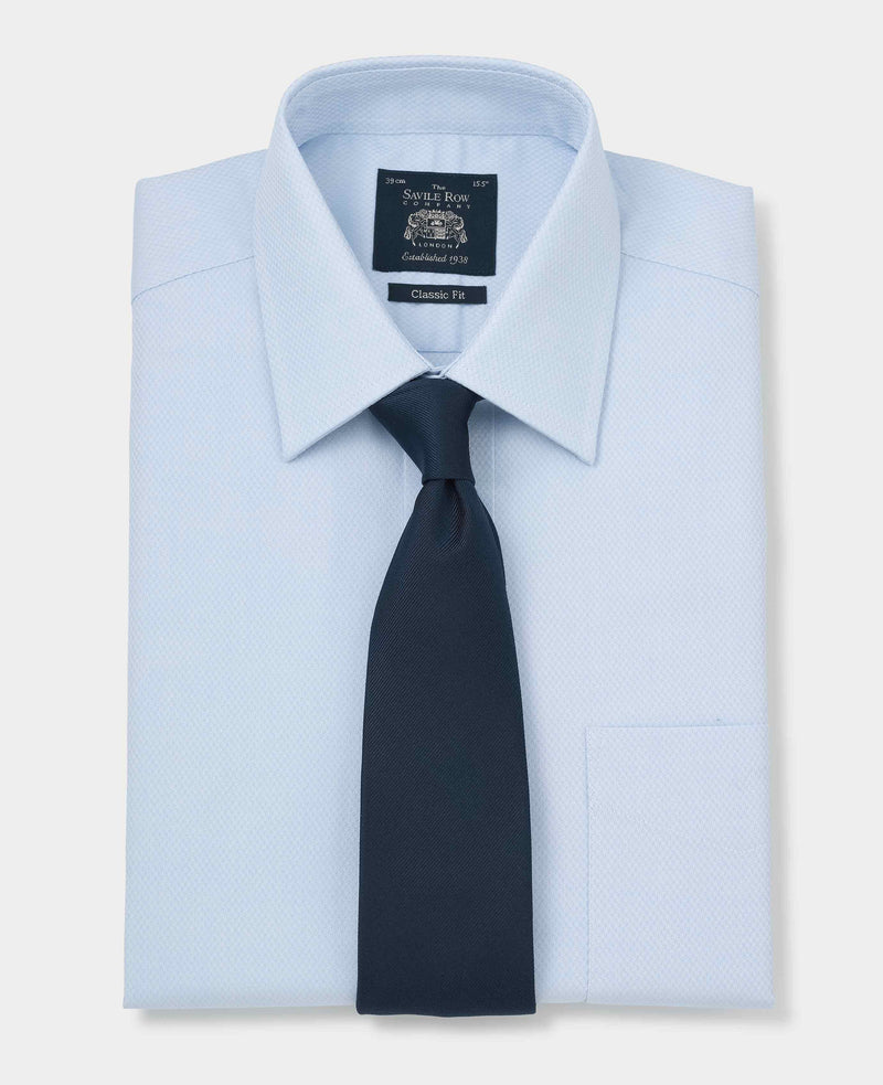 Men's Sky Blue Dobby Classic Fit Formal Shirt With Double Cuffs