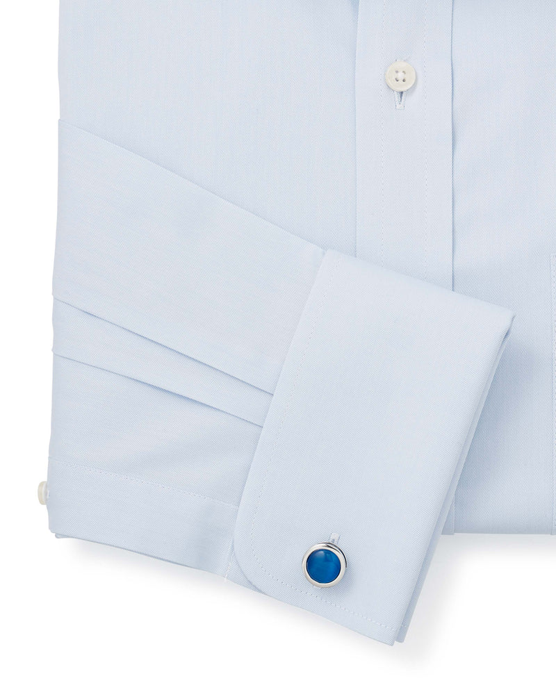 Sky Blue Twill Classic Fit Shirt - Double Cuff - Cuff Detail - 1363SKY