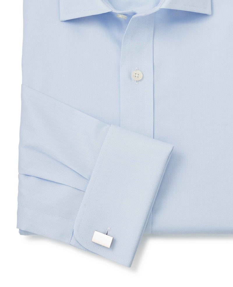 Sky Blue Twill Slim Fit Shirt W/ Cutaway Collar - Cuff Detail - 1375SKY