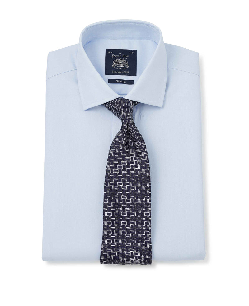 Sky Blue Twill Slim Fit Shirt W/ Cutaway Collar - With Tie On - 1375SKY