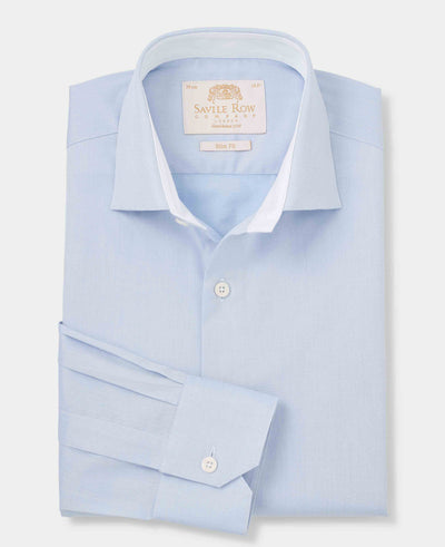 Sky Blue Two-Ply Cotton Slim Fit Gold Label Formal Shirt - Single Cuff