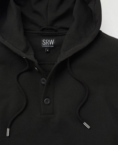 SRW Black Loopback Stretch Cotton Blend Hoodie