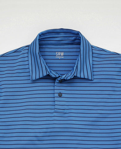 SRW Active Non-Iron Blue Navy Stripe Short Sleeve Polo Shirt