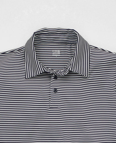 SRW Active Non-Iron Navy White Stripe Short Sleeve Polo Shirt