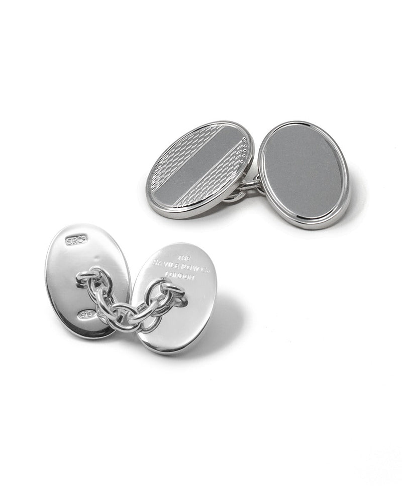 Men's Silver Oval Chain Cufflinks