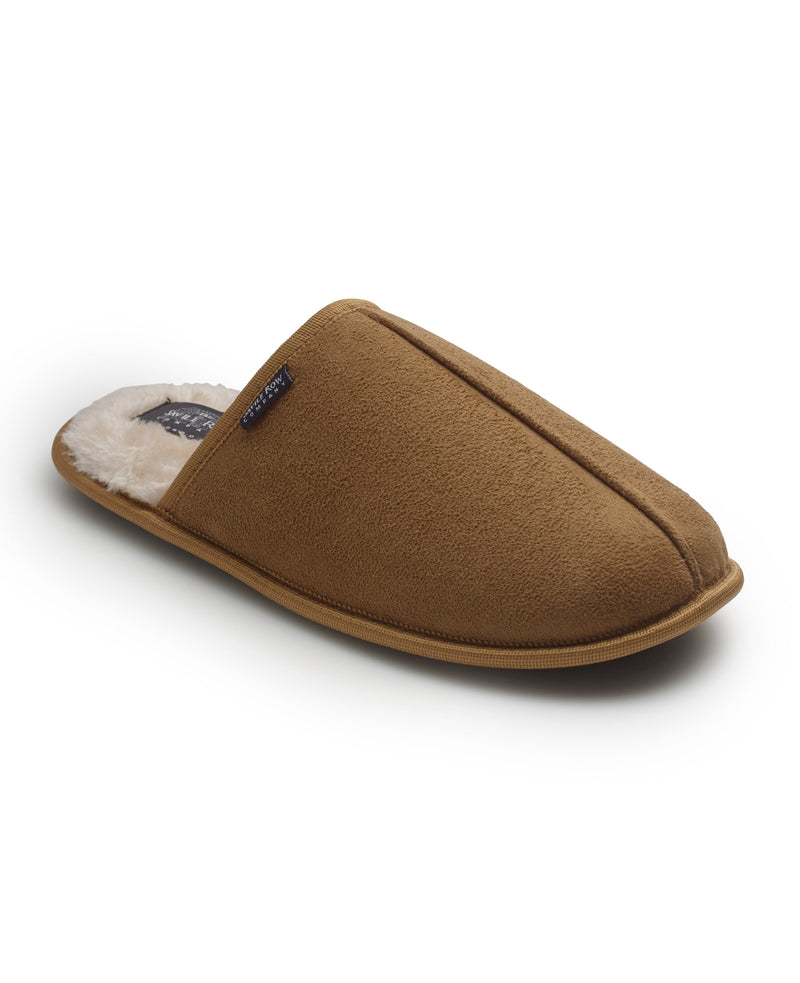 Tan Microsuede Mule Slippers