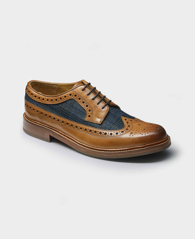 Men's Tan Navy Leather Brogues