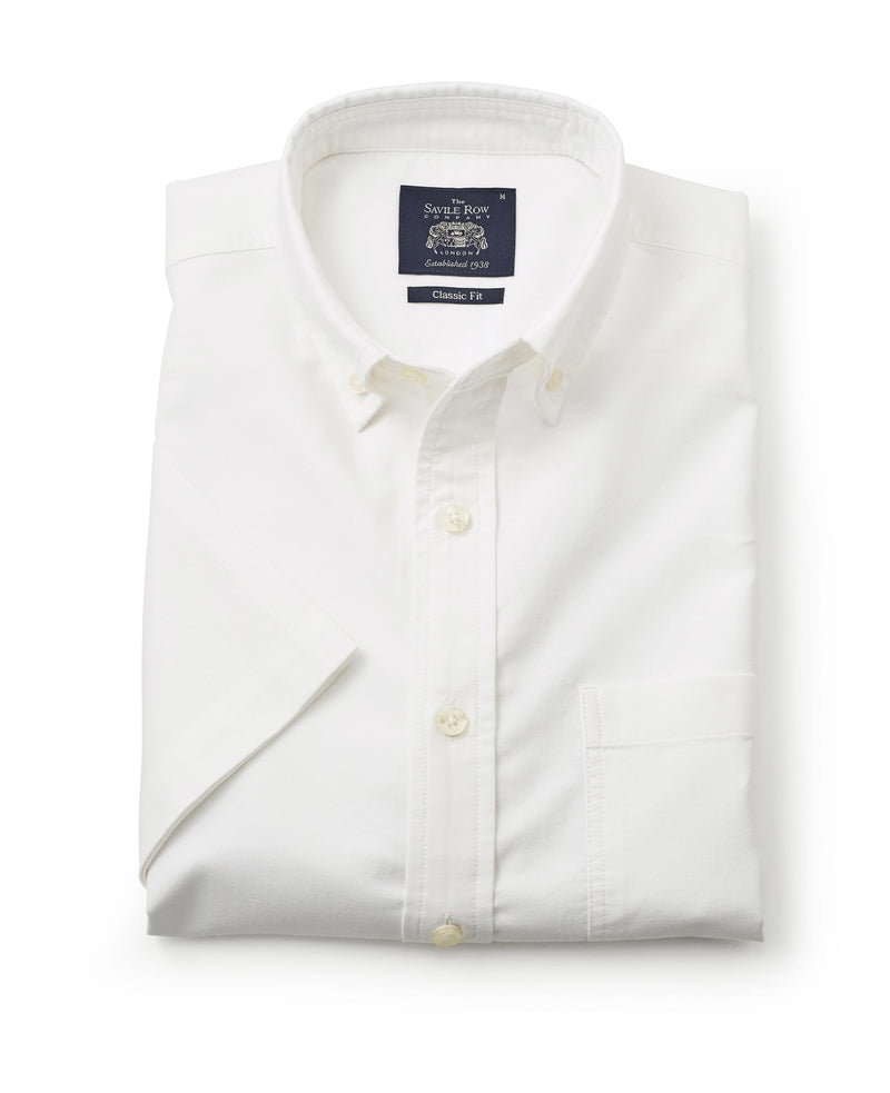 White Classic Fit Short Sleeve Oxford Shirt