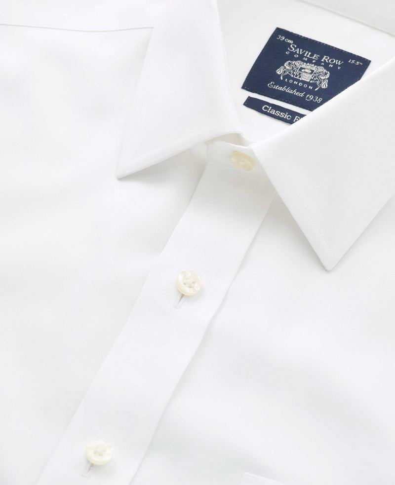 White Cotton Classic Fit Non-Iron Shirt - Double Cuff