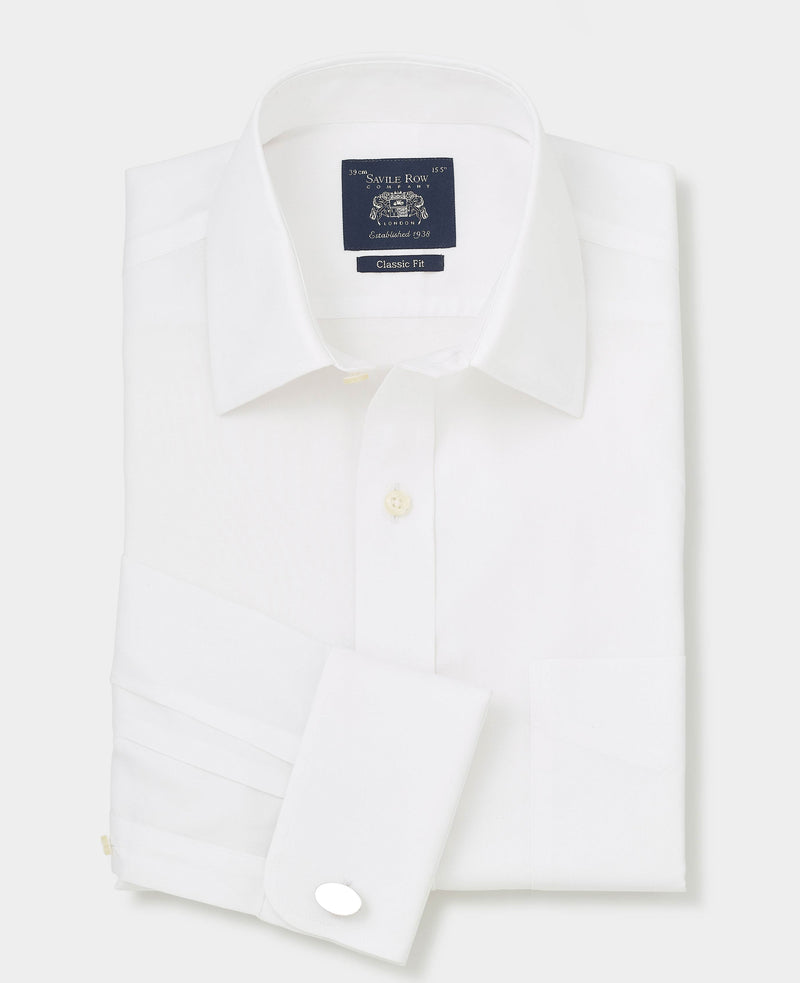 White Cotton Classic Fit Non-Iron Shirt - Double Cuff