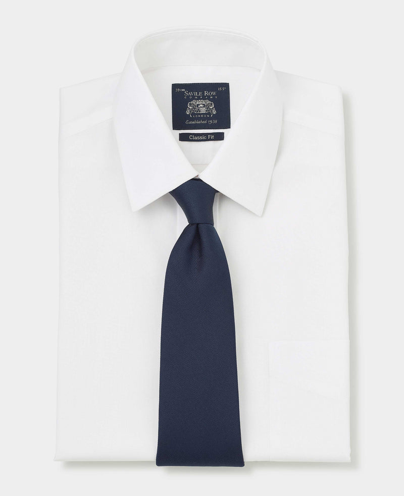 White Cotton Classic Fit Non-Iron Shirt - Double Cuff