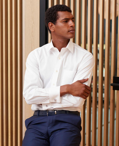 White Cotton Classic Fit Non-Iron Shirt - Double Cuff